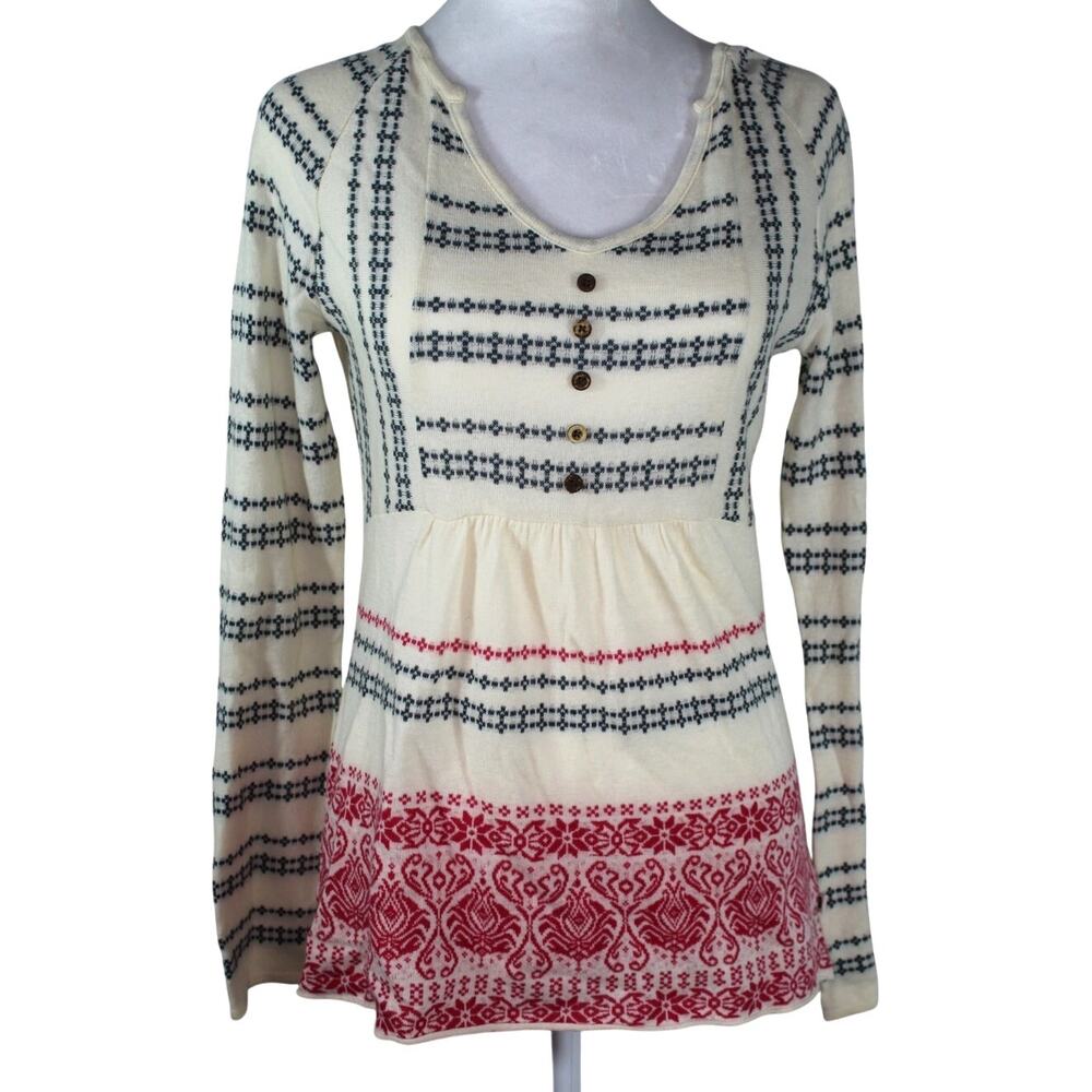 The North Face Womens Baby Doll Sweater Fair Isle Wool Blend Medium